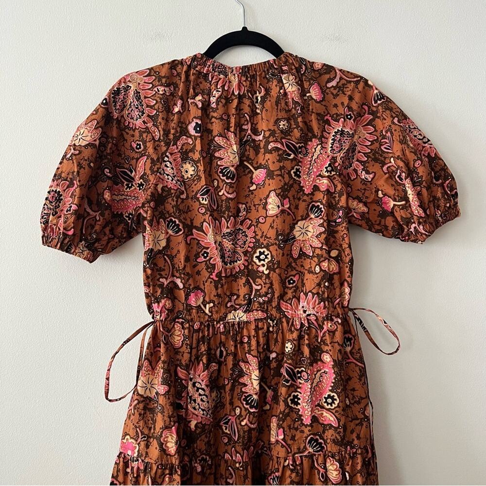 A.L.C. Mischa Printed Midi Dress in Cognac/Coral - Picture 9 of 9